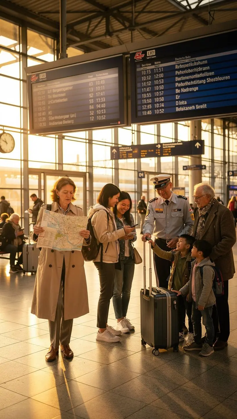 Lokale Spezialitäten und kulturelle Veranstaltungen neben einem historischen Bahnhof in Deutschland