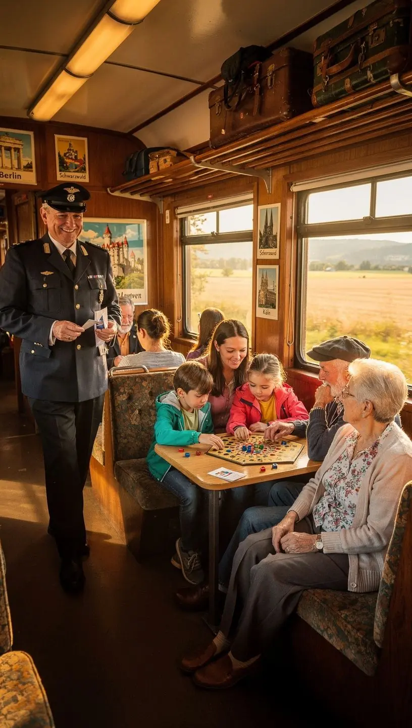 Moderner Bahnhof mit digitaler Fahrkartenausgabe und Reisenden am Bahnsteig